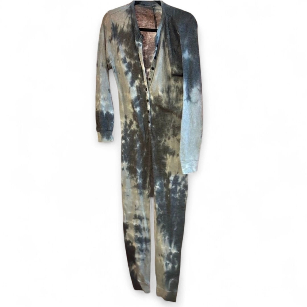 Stylish Tie-Dye Waffle Knit Unionsuit